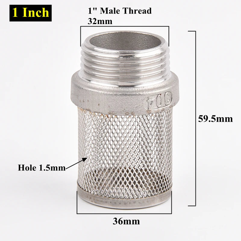 304 Stainless Steel Male Thread Mesh Cover Aquarium Fish Tank Water Pump Inlet Filter Screen Garden Irrigation Pump Hose Filters