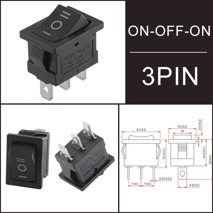 10/30/100Pcs KCD1 Snap-in Boat Rocker Switch Toggle Power SPST ON-OFF 2/3/4 Pin AC 250V 6A 125V 10A 2Pin Position Snap Switch