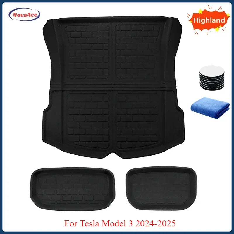 For Tesla Model Y 2017-2024 and Model 3 2021-2025 Highland All Weather Floor Mats Trunk Liners Full Protection Car Accessories