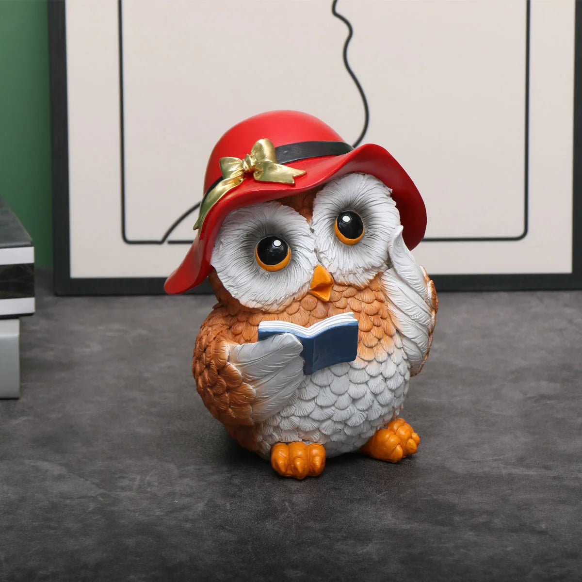 Owl Learning Book Reading Ornaments Creative Anthropomorphic Home Decor