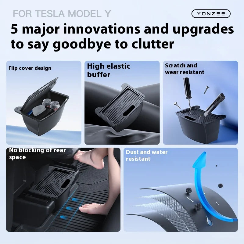 YZ For Tesla Model Y Juniper 2021-2025 Magnetic Suction Back Row Intermediate Storage Box For Tesla Storage Box Car Accessories