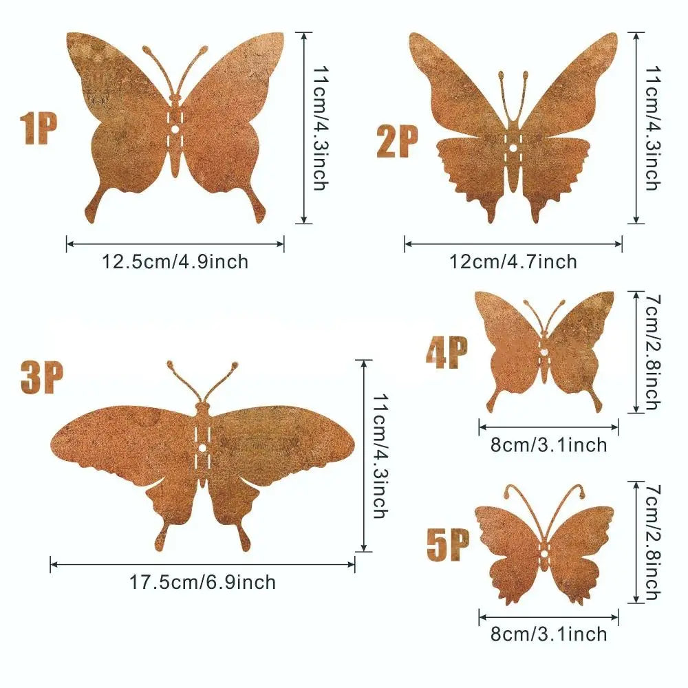 15Pcs Creative Rusty Metal Butterfly Unique Yard Decoration Home Wall Art Outdoor Garden Fence Decor Natural Rust