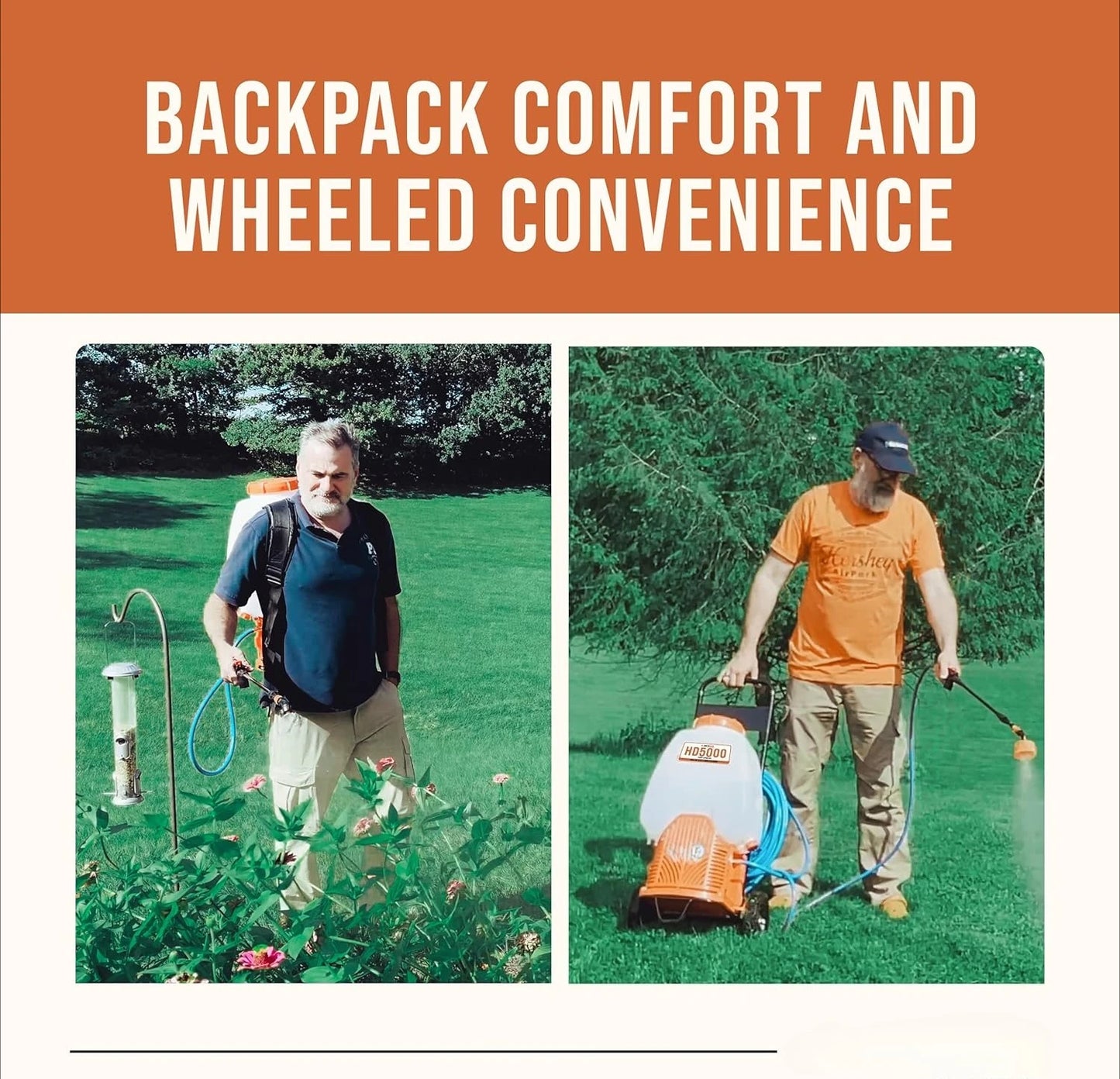 Tools Powered Backpack Sprayer with Custom Fitted Cart and 100 Foot Commercial Hose, 2 Hoses Included, Commercial Quality