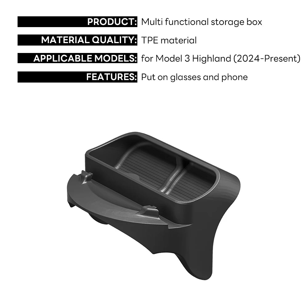 For New Tesla Model Y Juniper 2025 Model 3 Highland Steering Wheel Silicone Mobile Phone Holder Storage Box Sunglasses Stand