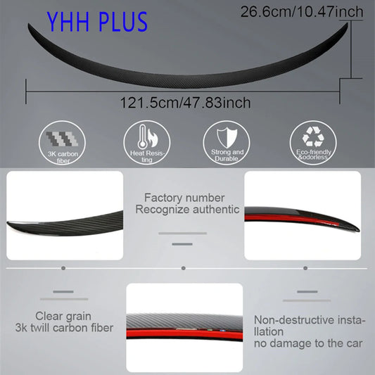 Real Carbon Fiber Spoiler For Tesla Mode Y Accessories Trunk Wing 2020-2024 Real Dry Carbon Original Model 3 Highland Exterior