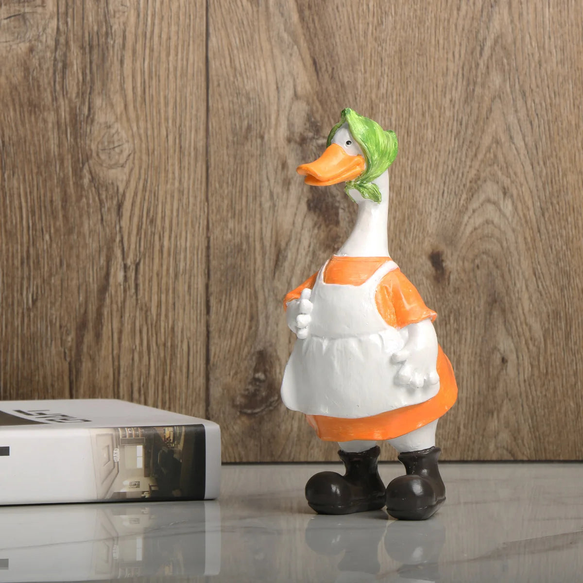 2pcs/set American Style Duck Ornament, DesktopLandscape Animal Resin Ornament, Cute Ornament, HomeLiving Room Bar Cafe Decor Orn