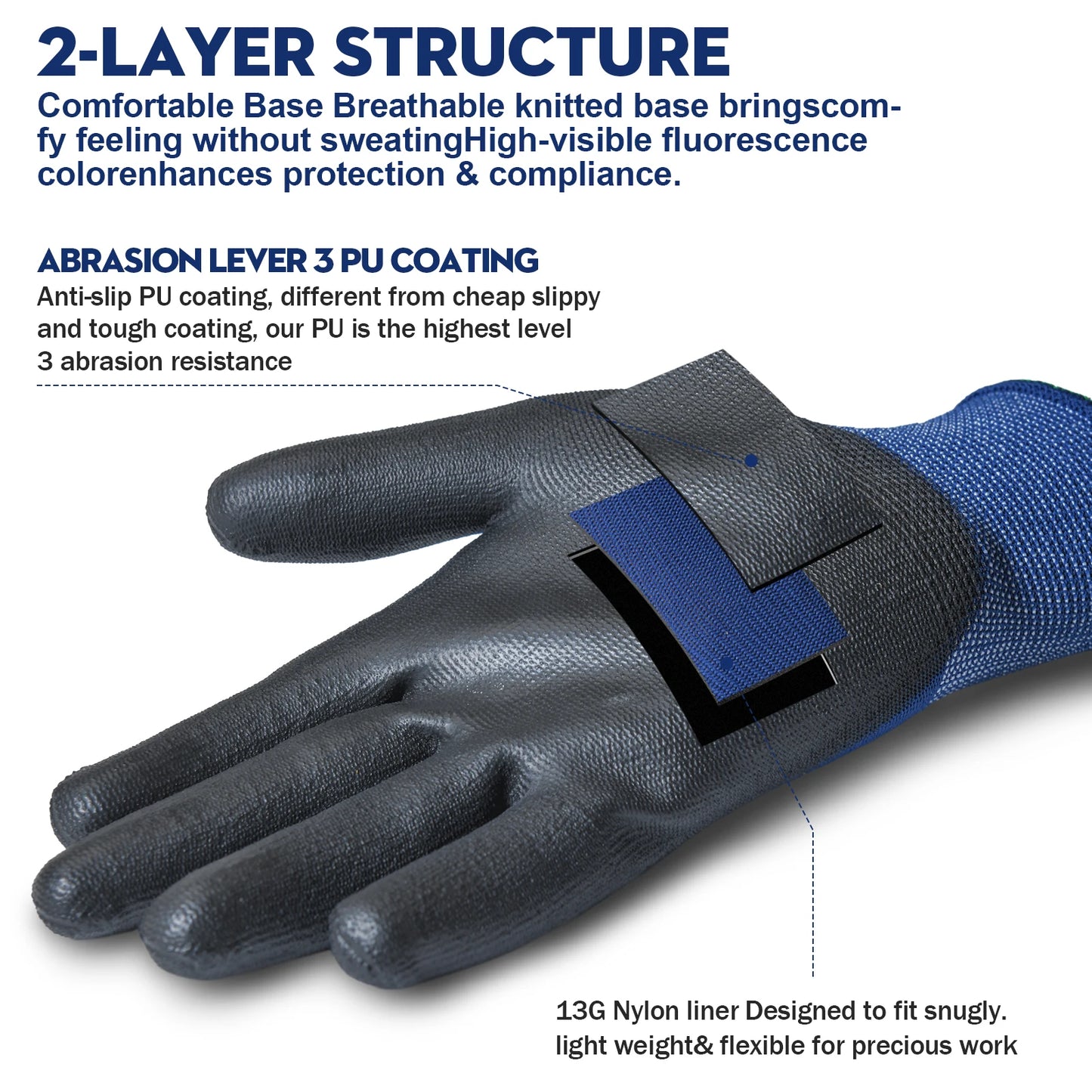 3/12Pairs Ultra-Thin PU Coated Outdoor Work Gloves for Men women.Nylon Ultra-Soft Lightweight Fitting Glove Lightweight Fitting