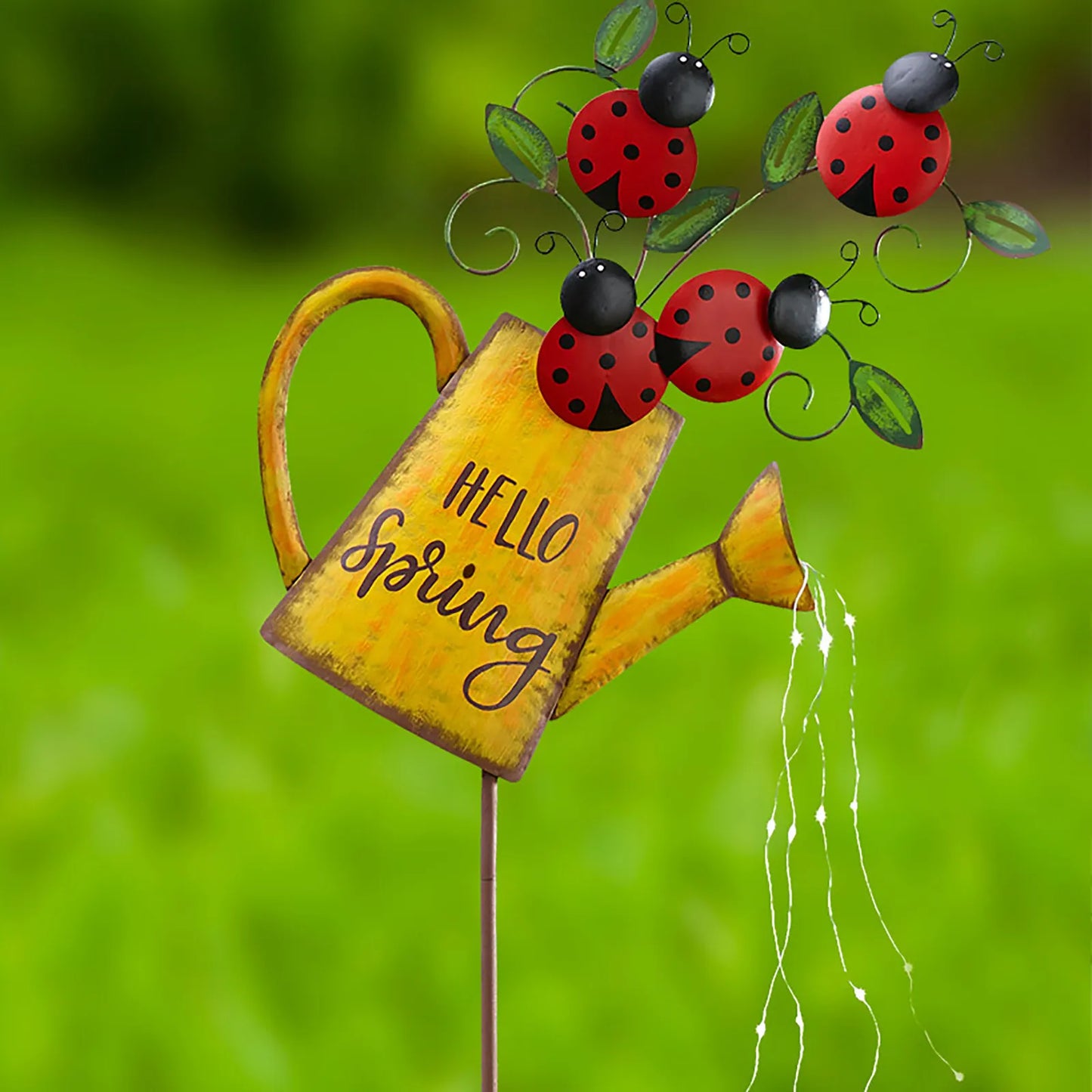 Watering Can Light Led Garden Decoration Light Garden ladybug, Outdoor Ladybug Decorative Light for Patio Garden Table Decor
