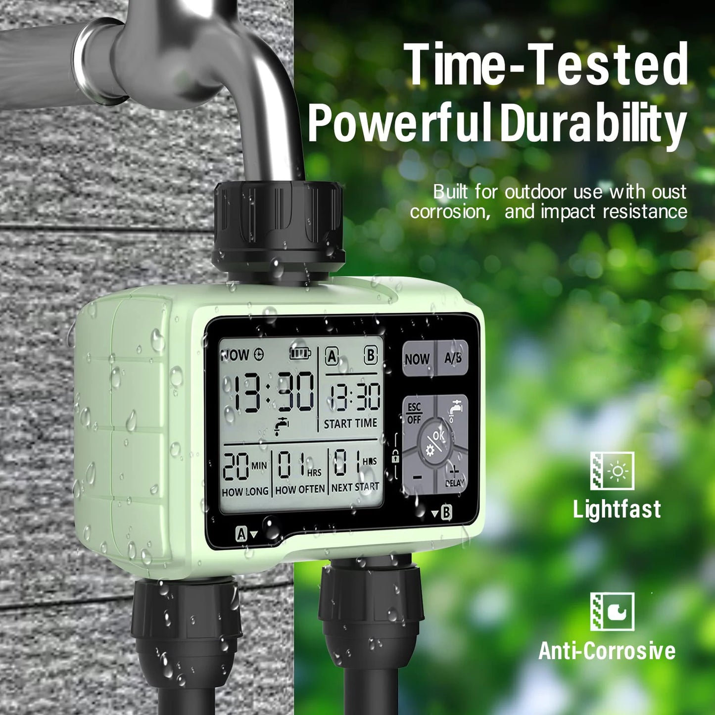 Eshico HCT-326 Super Timing 2-Outlet Water Timer Precisely Watering Up Outdoor Automatic Irrigation Fully Adjustable Program