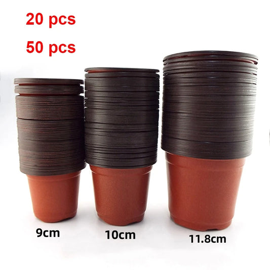 20pcs/50Pcs Thin section Plastic Grow Box Fall Resistant Tray For Home Garden Plant Pot Nursery Transplant Flower ling Pots D4