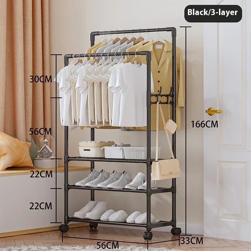 Furniture for Room Clothing Rack Clothes Arara Floor Coat Rack Porte Manteau Mural Hanger Iron Bamboo Wall Shelf Racks Metal