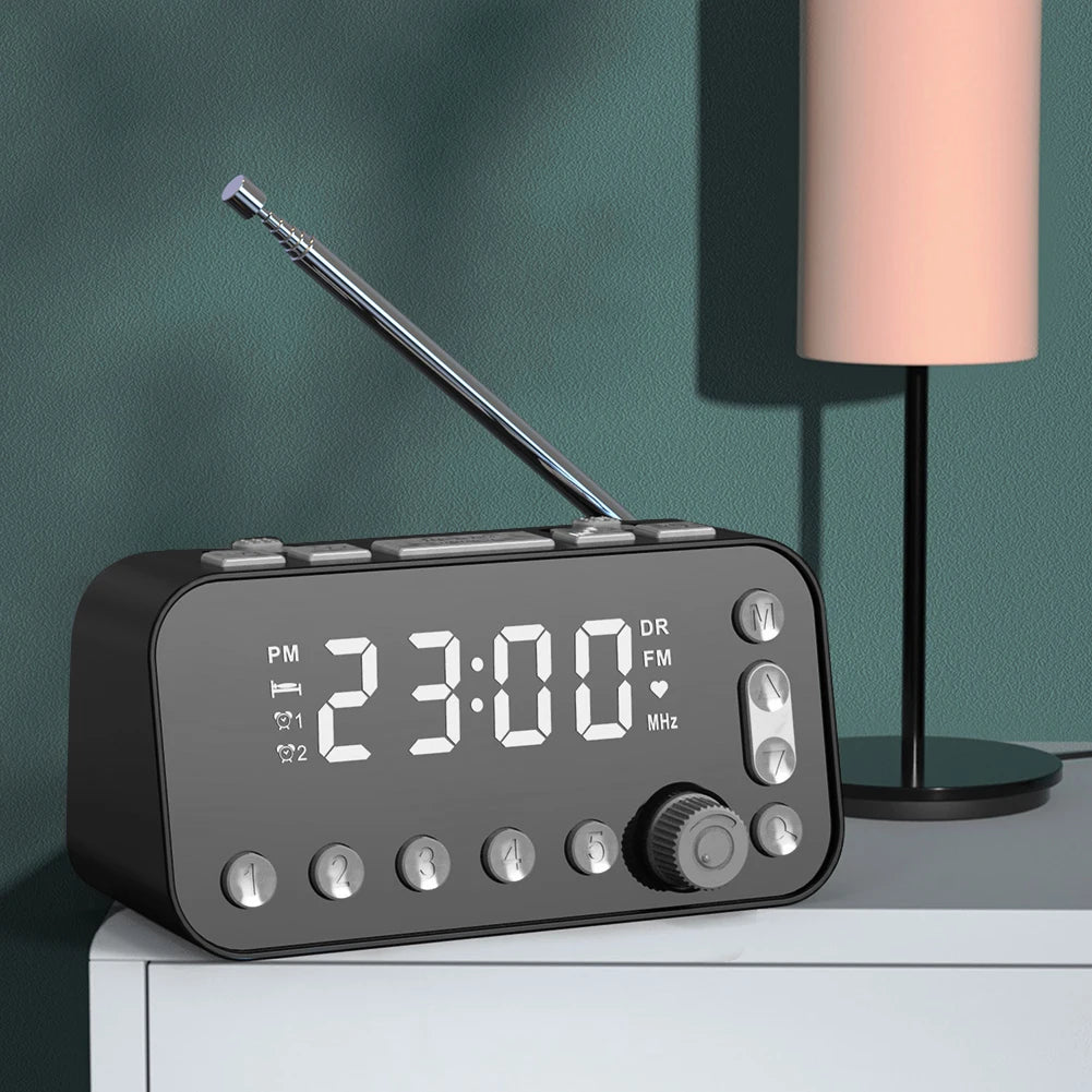 Digital Desktop Radio Alarm Clock Dual USB Charging Port LED Display DAB FM Broadcasting Radio with Antenna European