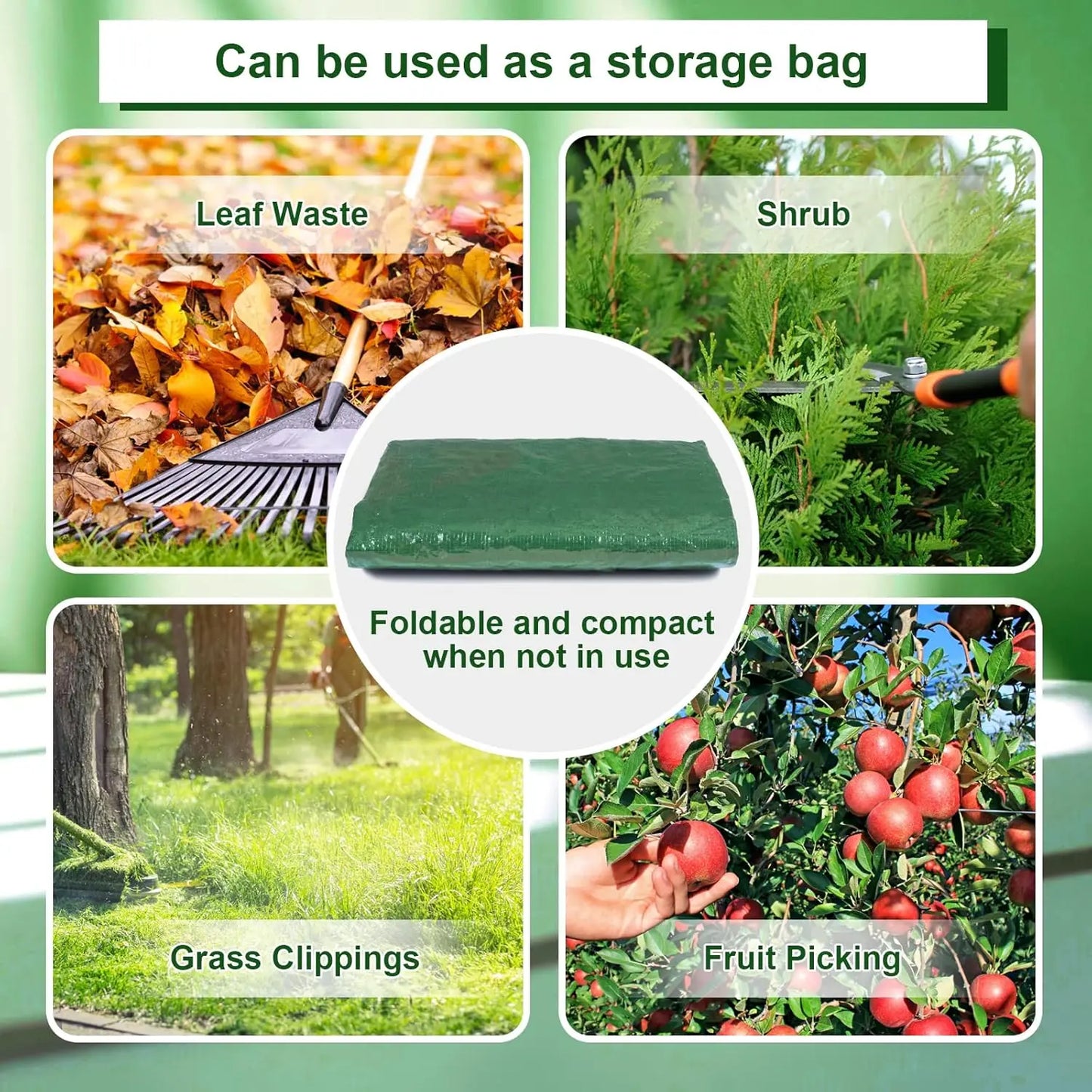 1/2Pack Compost Bin Bags Reusable Yard Waste Bags Lawn Bags Heavy Duty Garden Bag Composting Bags Garbage Can Outdoor Container