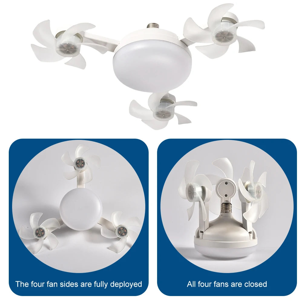 E27 LED Ceiling Fan Light with Remote Control Dimmer Function 50-60W Ceiling Light Drone Shaped Fan Light for Living Room, Study