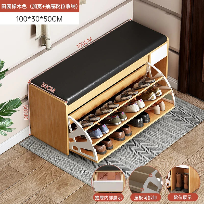 Shoe Change Stool at the Entrance to the Door, Household Seated Shoe Cabinet Seat, Integrated Shoe Rack, Soft