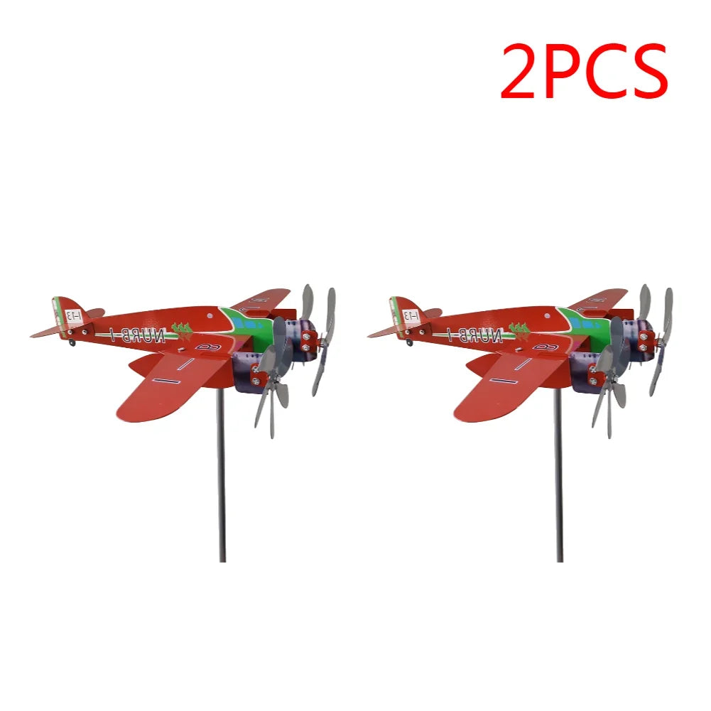 1-2PCS 3D Cub Wind Spinner Plane Metal Airplane Weather Vane Outdoor Roof Wind Direction Indicator Weather Vane Garden Decor New