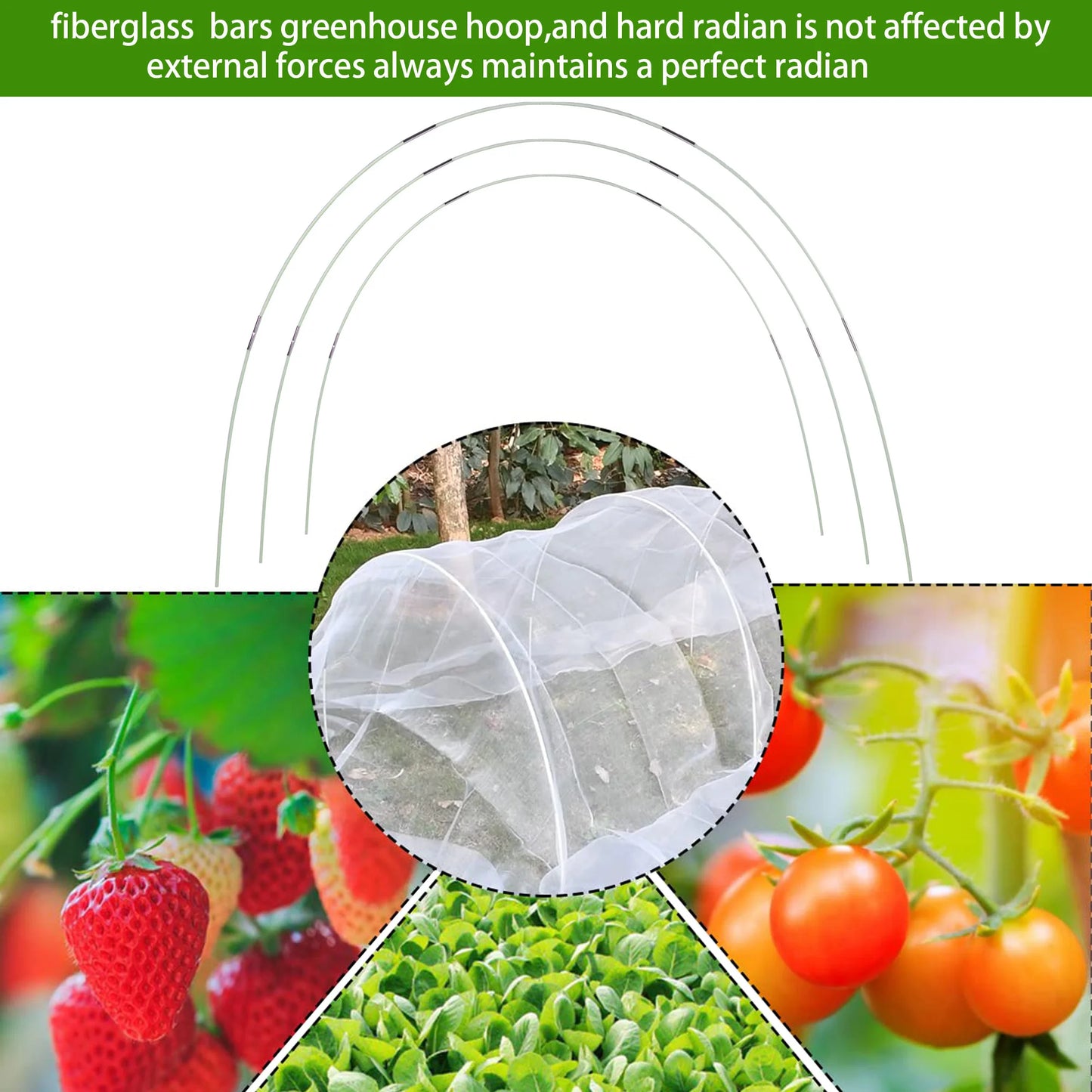 25/50pcs Garden Greenhouse Hoops,Rust-Free Fiberglass Support Frame for DIY Plant Support & Grow Tunnel
