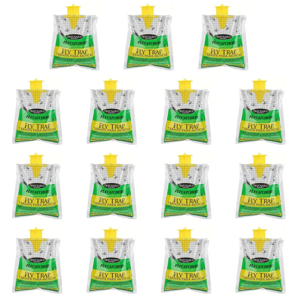 Hanging Flies Trap with Fly Bait Disposable Mosquito Trap Catcher Non-Toxic Fly Wasp Insect Bug Killer for Outdoor Garden Farm