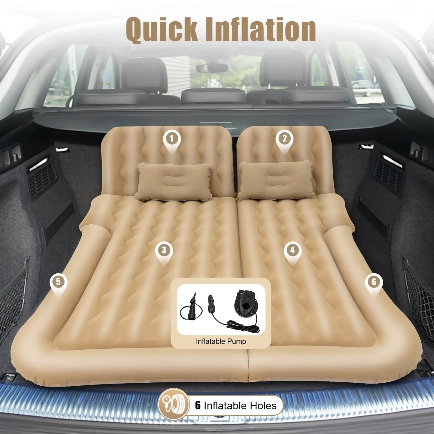 Inflatable Bed, Inflatable Mattress, Beige Mattress