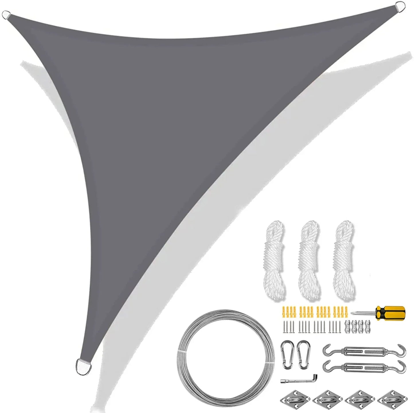 5/3.6/3/2M Triangle Shade Sail Waterproof Sunshade Sail Canopy 98%UV Block Awning with Free Rope for Garden Patio Pergola Gazebo