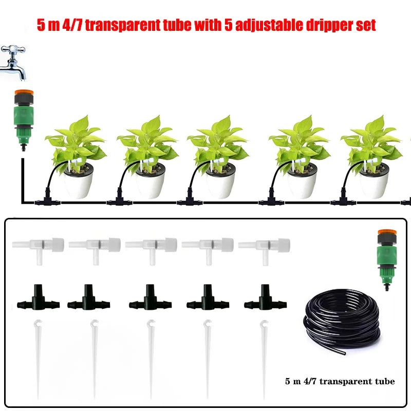5-20m Garden Drip Irrigation Kit with Regulating valve Potted Plant Watering Device 4/7mm Hose Watering Micro Dripper Greenhouse