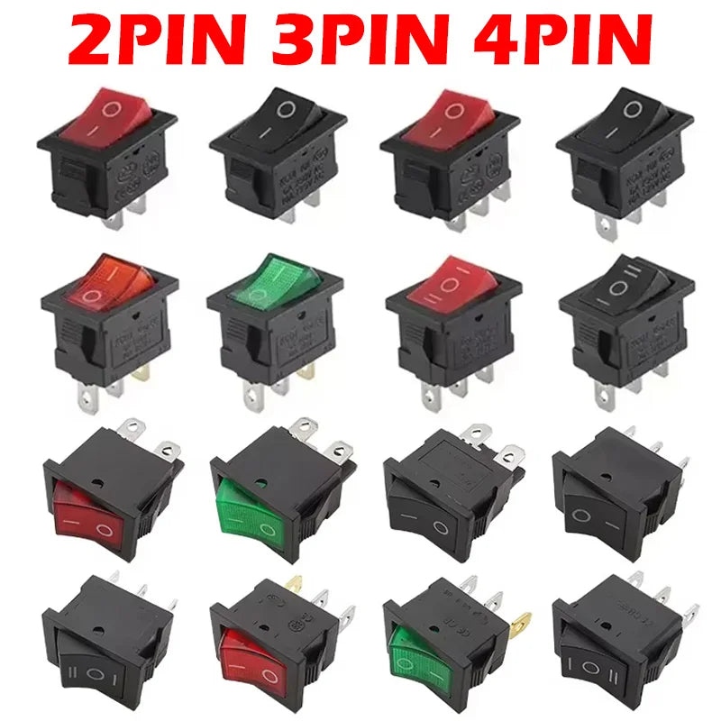 10/30/100Pcs KCD1 Snap-in Boat Rocker Switch Toggle Power SPST ON-OFF 2/3/4 Pin AC 250V 6A 125V 10A 2Pin Position Snap Switch