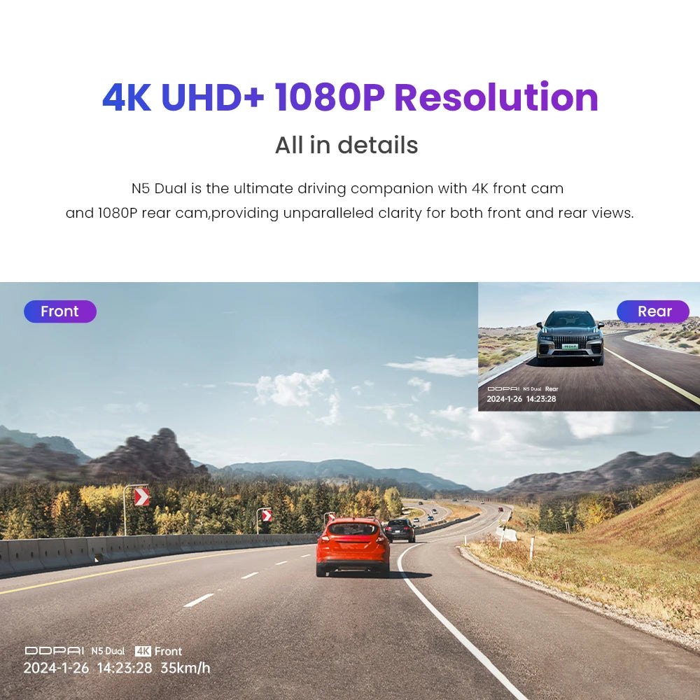 DDPAI Dash Cam N5 Dual Front and Rear 4K Ultra HD Resolution Dash Came