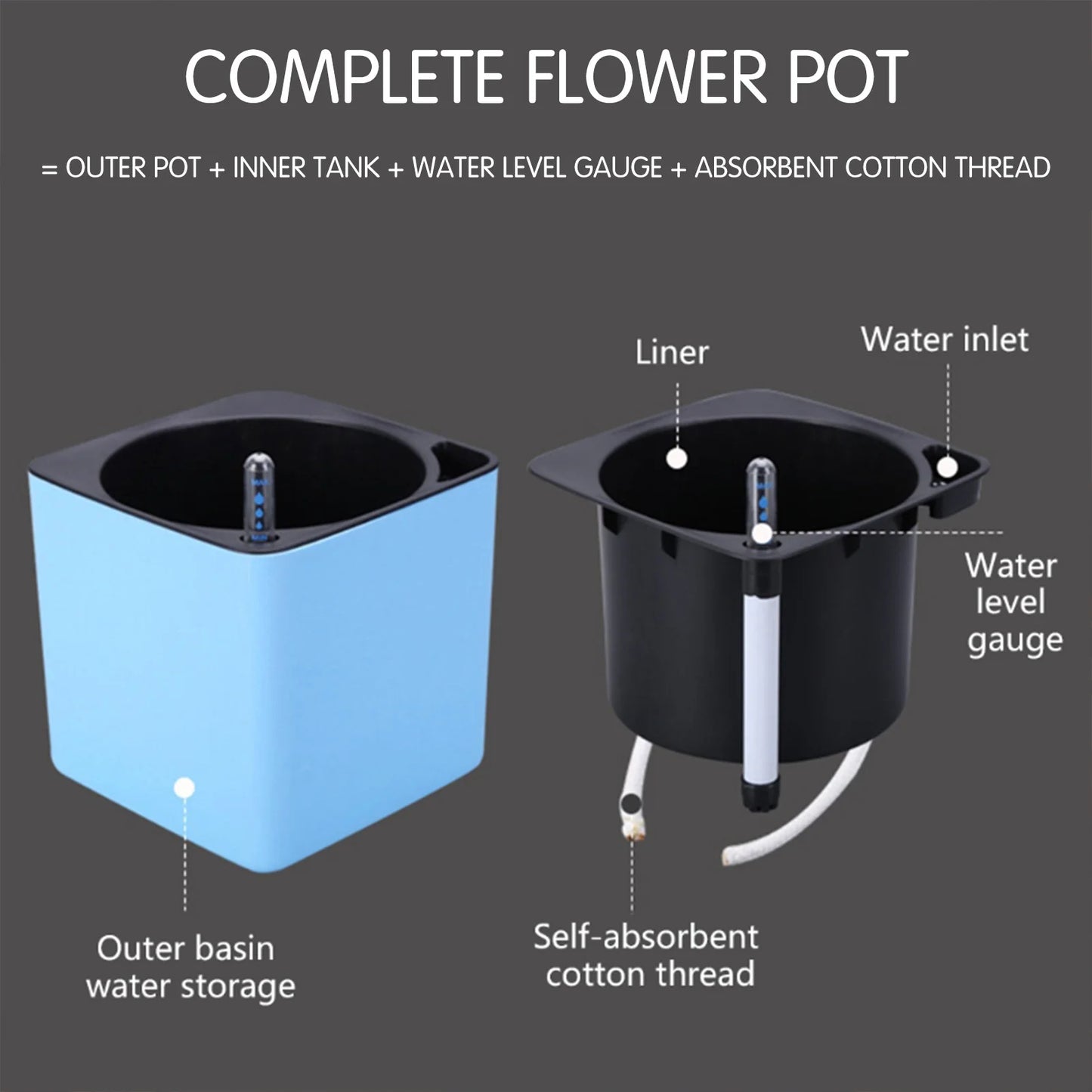Self-Watering Planter Pots with Water Level Meter Pots Self-Absorbent Planter Plant Pot Plant Container Home Office Decor