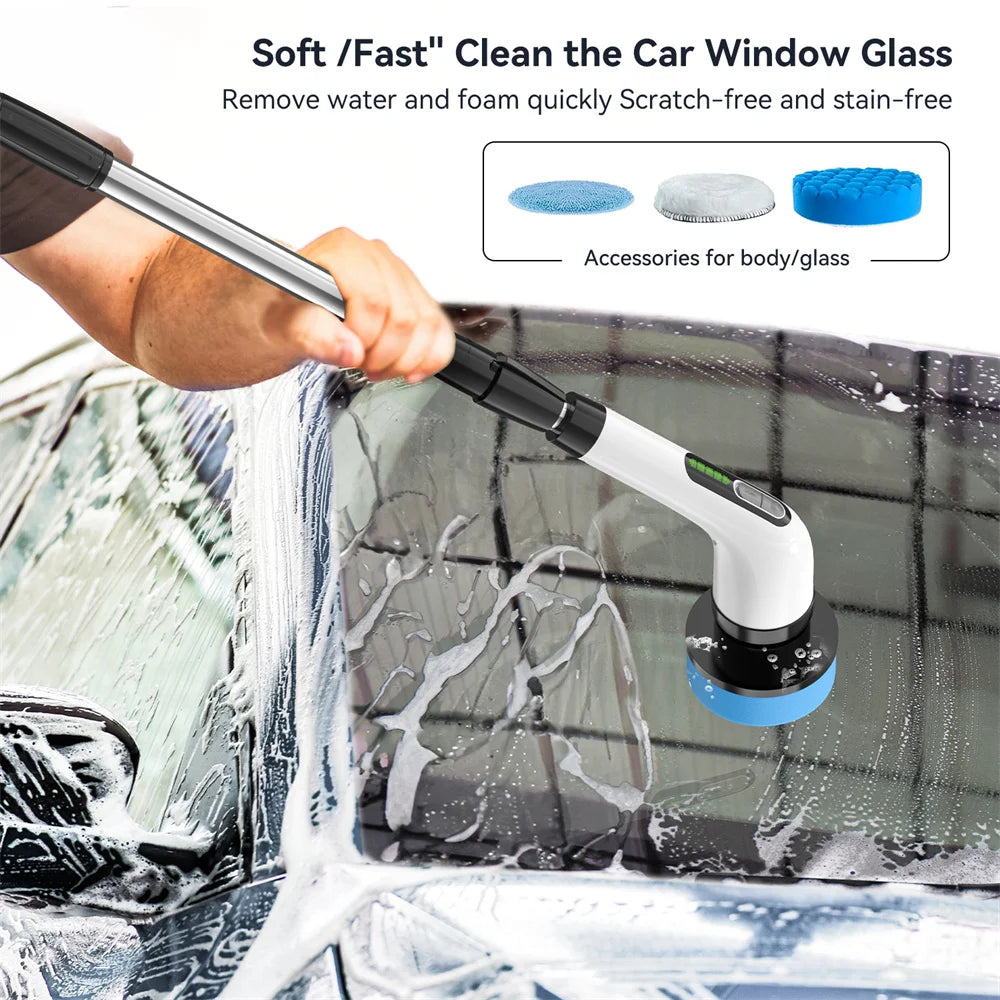 Electric Spin Scrubber Cordless Cleaning Brush with Power Display Screen Waterproof Shower Cleaning Brush with 7 Brush heads