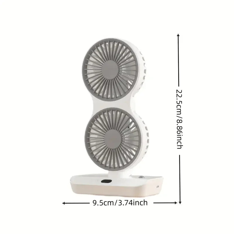 Multi Function Double Head Shaking Fan with 4 Gears Adjustable Speed HD Digital Display Night Lights Portable Cooling Fan