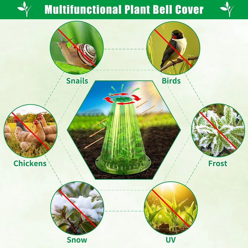 Seedling Plant Cover Snail Protection Mini Greenhouse Reusable Adjustable Breathable Plastic  Growth Box Gardening Supplies