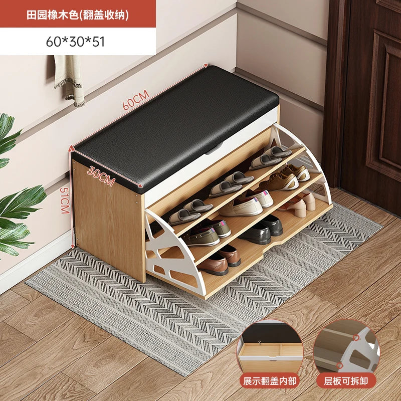 Shoe Change Stool at the Entrance to the Door, Household Seated Shoe Cabinet Seat, Integrated Shoe Rack, Soft