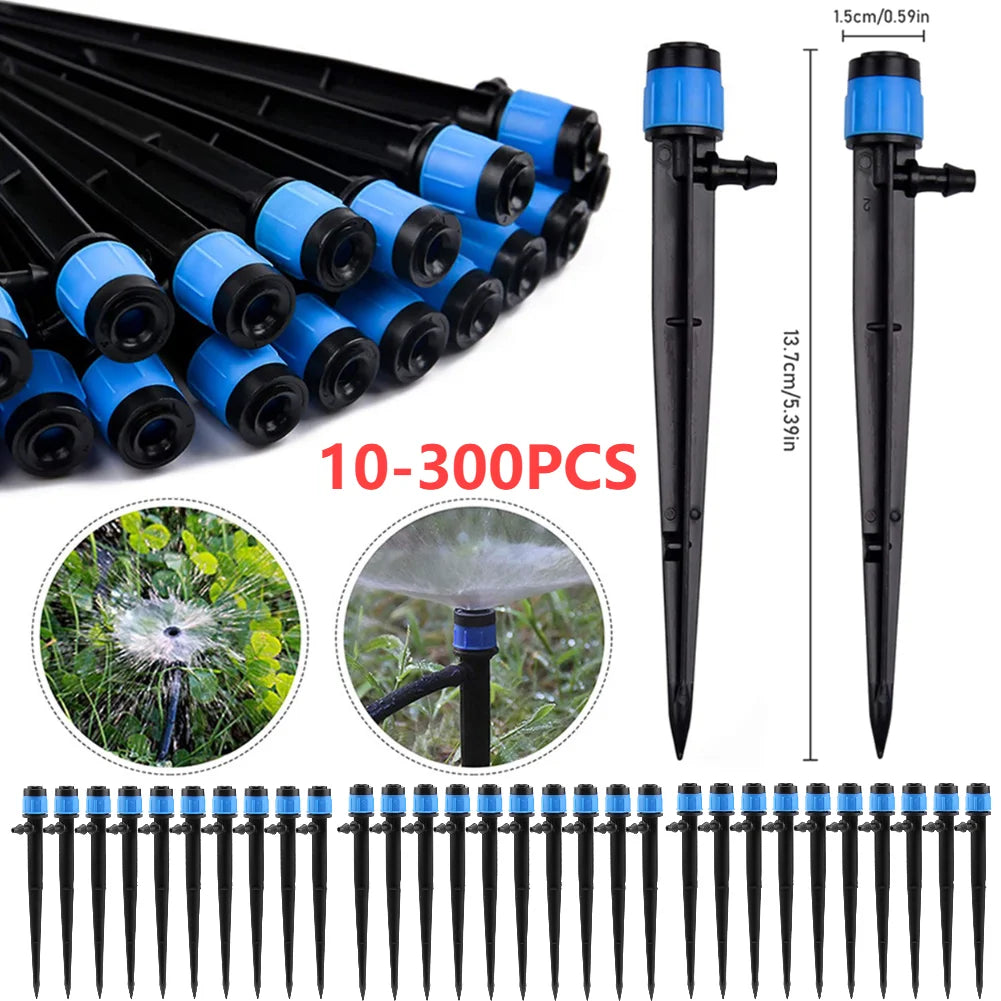 10-300Pcs Garden Micro Drip Irrigation 360 Degrees Rotating Nozzle Sprayer Sprinkler for 4/7" Hose Garden Plants Watering System