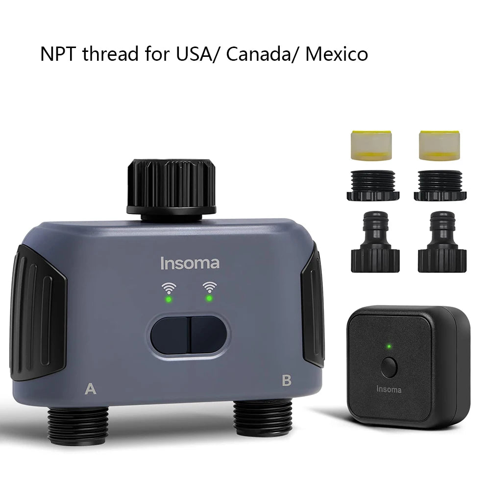 Insoma Automatic Water Timer with Wifi Hube 2-Outlet Garden Irrigation Watering System Sprinkler Programmer Tools support Alexa