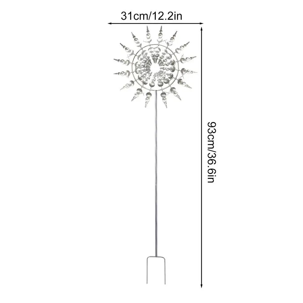 3D Wind Powered Wind Spinners Metal Wind Solar Spinners Garden Iron Windmill Ornaments For Yard And Garden Decor
