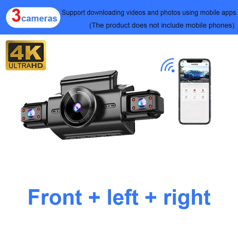 4 Channel Hidden Dash Cam with APP 4K HD Night Vision 24/7 Parking Mon