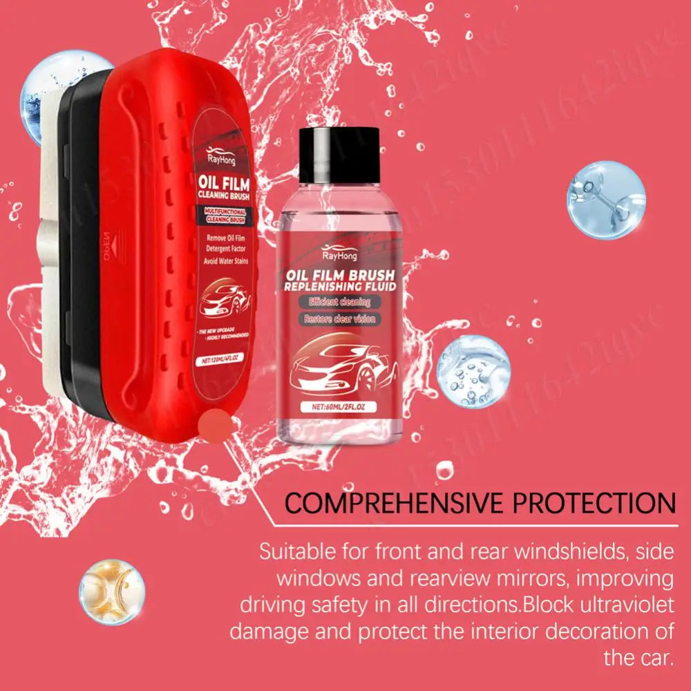 Car Oil Film Cleaning For Car Window Front Rear Windshield Glass Remover Dirt Cleaner Car Glass Cleaning Brush Prevents Rain Fog