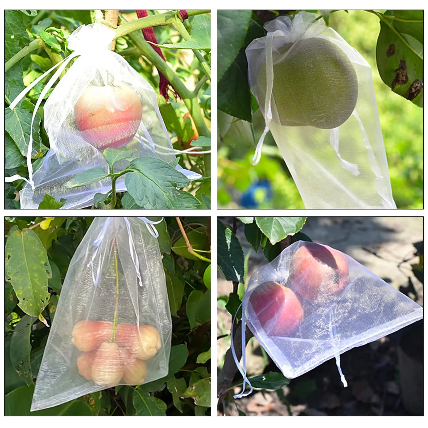 20-100pcs Strawberry Grapes Fruit Grow Bags Netting Mesh Vegetable Plant Protection Bags For Pest Control Anti-Bird Garden Tools