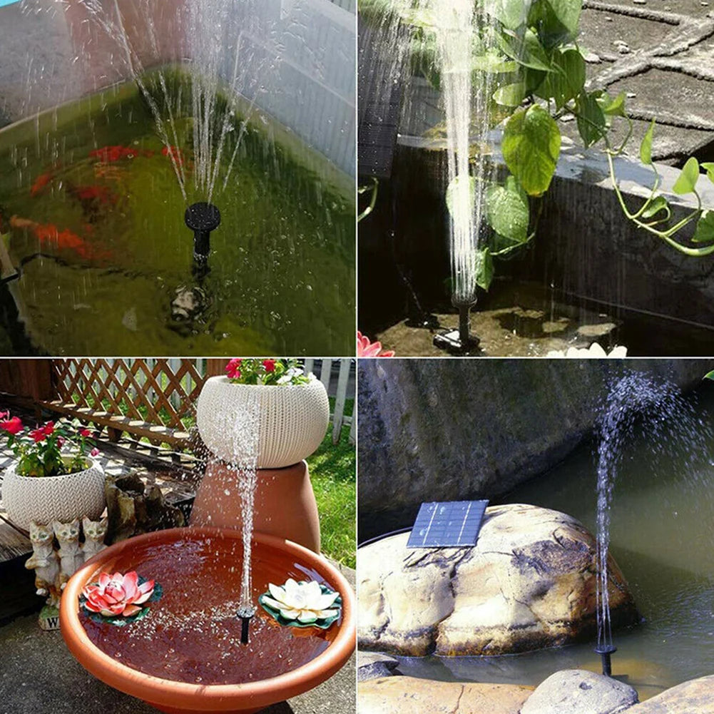 1.5W Solar Fountain Pump with 6 Nozzles Mini Fountain Pool Pond Waterfall for Outdoor Bird Bath Pond Garden Decor Floating Lotus