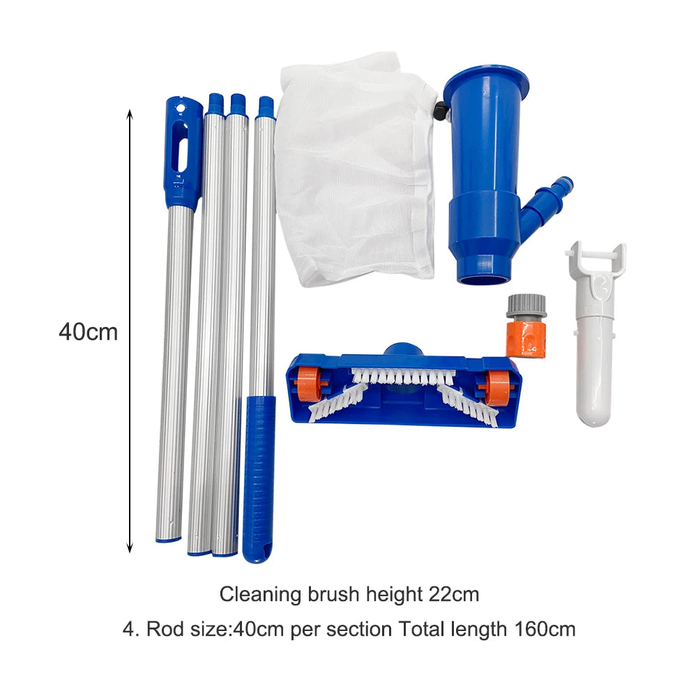 Swimming Pool Vacuum Cleaning Kit Clean Pool Bottoms Net Pool Filter Outdoor Pool Vacuum Cleaner Set Cleaning Skimmer Pool Tool