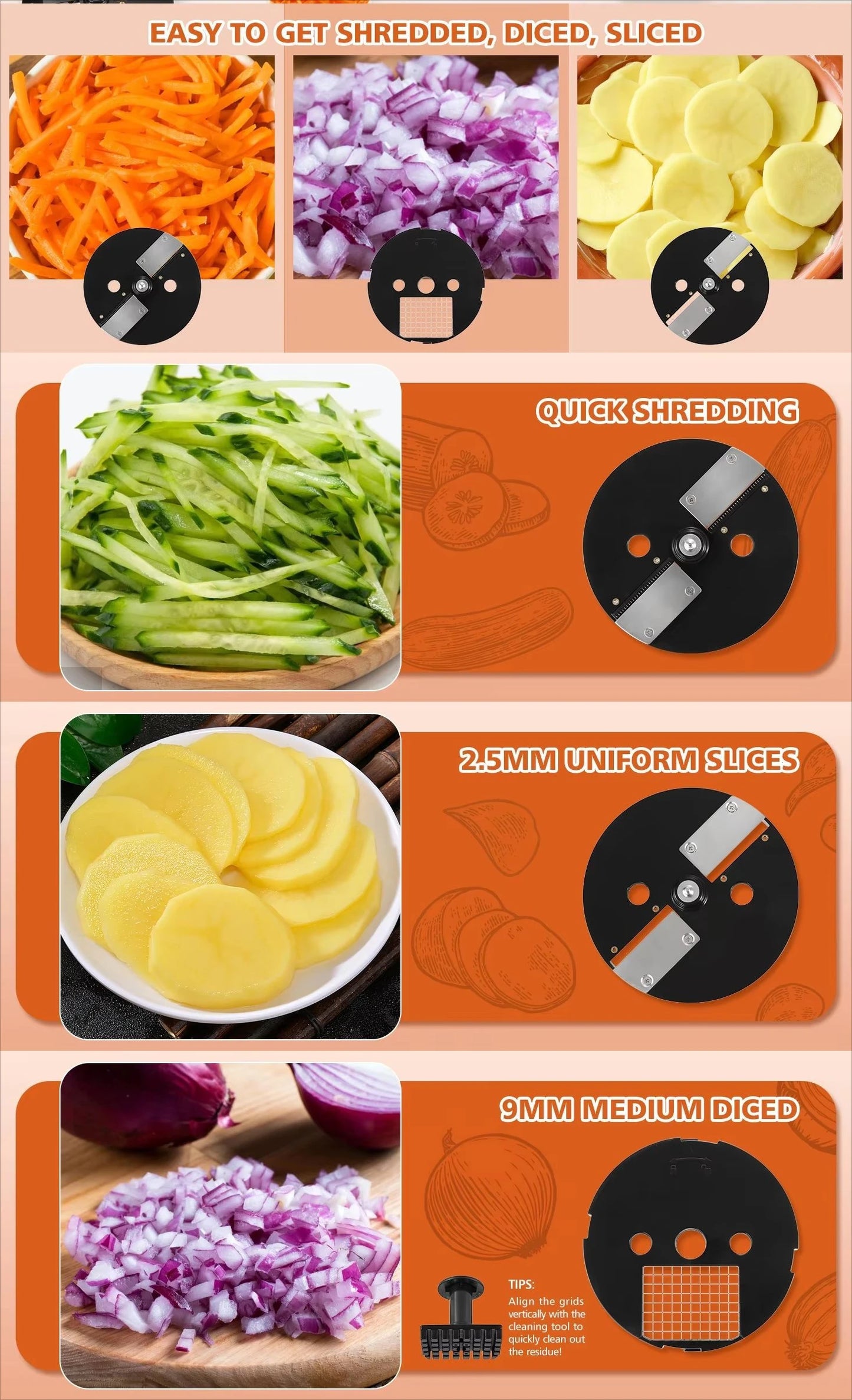 3-in-1 Auto Vegetable Chopper-dice Onions,shred Zucchini & Slice Carrots in 10s! Perfect for Salads, Stir-fries & Meal Prep