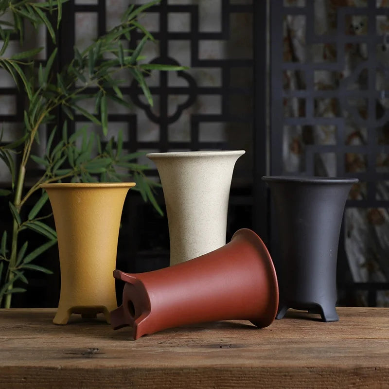 Purple Clay Handmade Pottery Cascade Bonsai Pot,Vase,Nature Color,Tradition Chinese Room Table Home Garden Decoration