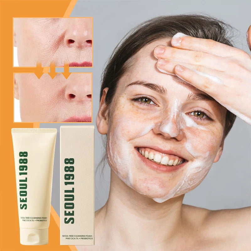 Seoul 1988 Cleansing Foam For Women Deep Pore Cleanser Foaming Face Wash To Shrink Pores Oil Control & Acne Care Korean Skincare