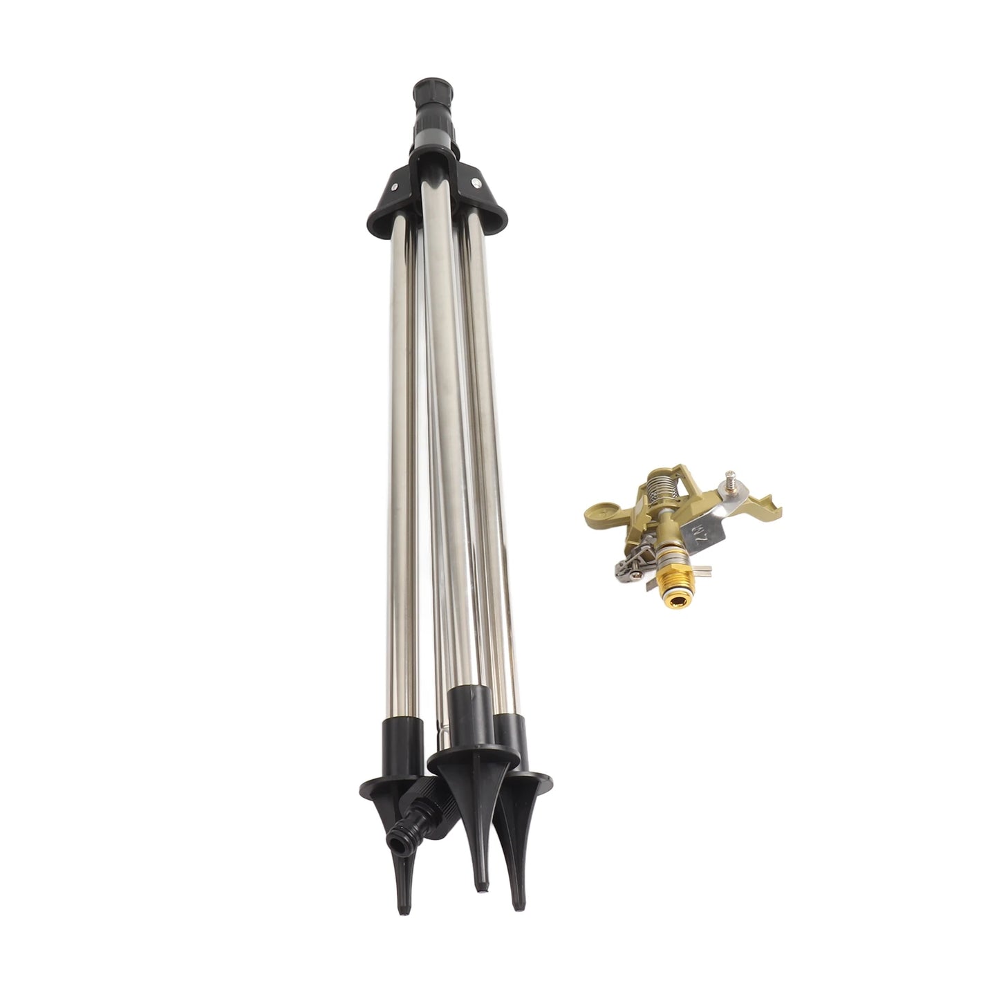 Impact Sprinkler On Spike Base Heavy Duty Zinc Alloy Water Sprinkler for Yard Lawn Garden 0-360° Rotate Large Area Coverage 1/2'