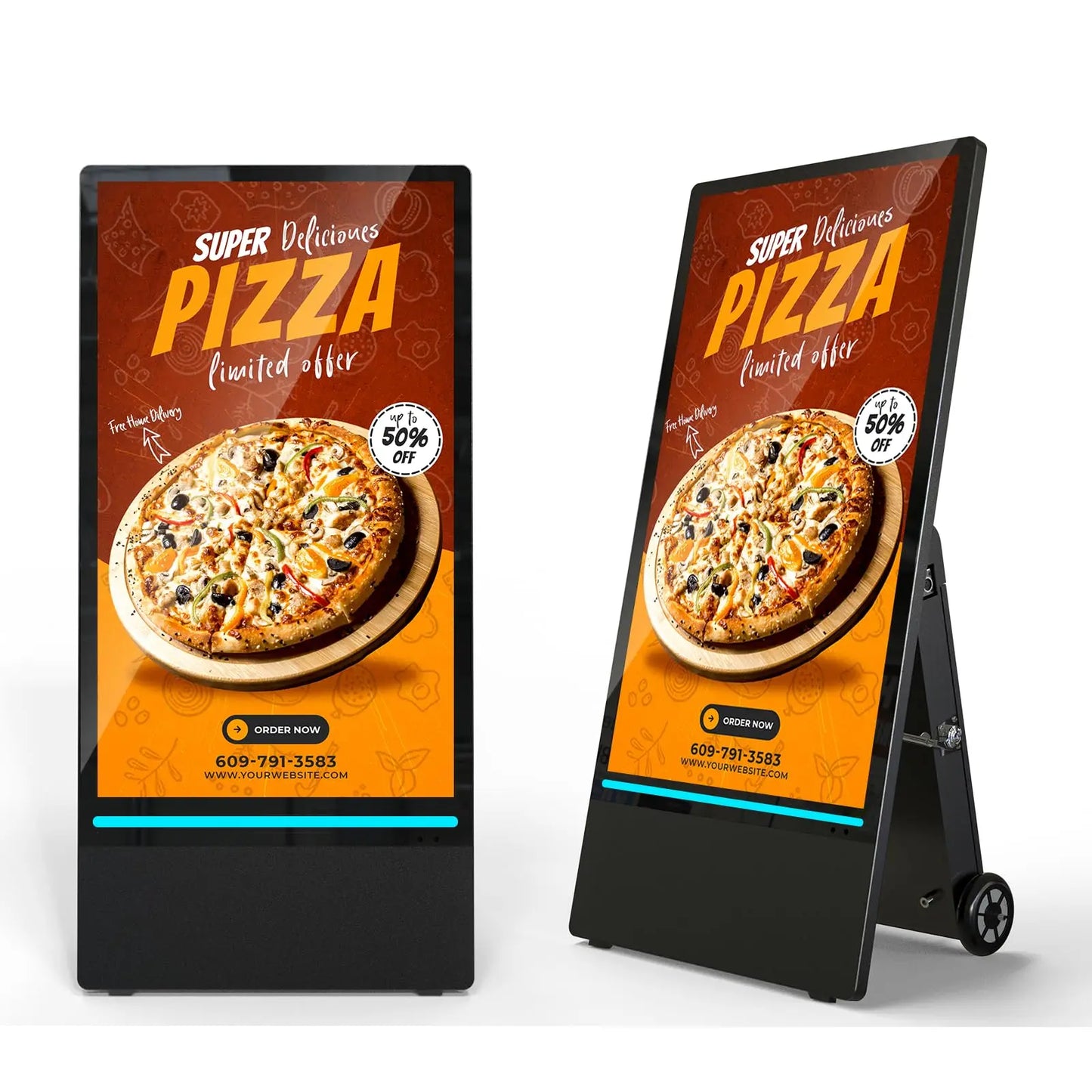 43" Rechargeable Outdoor Digital Signage Display - IP55 Waterproof Smart LCD Kiosk | AlluCanFind
