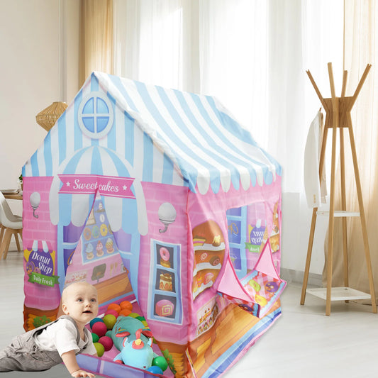 Kids Playhouse Polyester Large Size Playhouse Tent Colorful Cute Foldable Castle Play Tent for Boys Girls Indoor Outdoor Game
