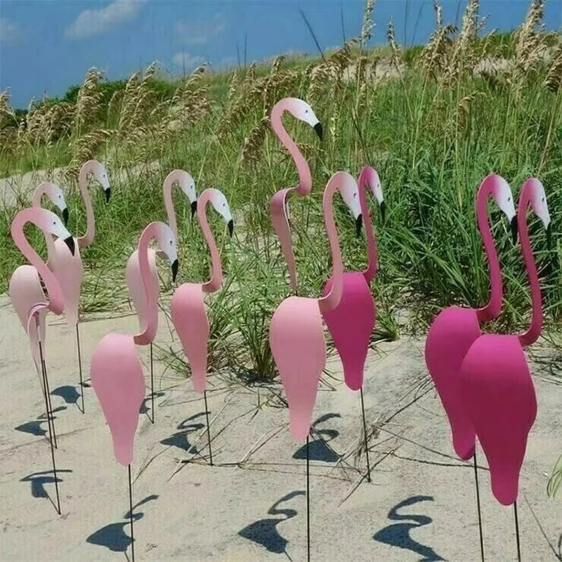 Garden Decoration Dancing Birds Metal Art Decor Swirl Dancing Flamingo Birds Summer Outdoor Ornaments for Garden Yard Backyard