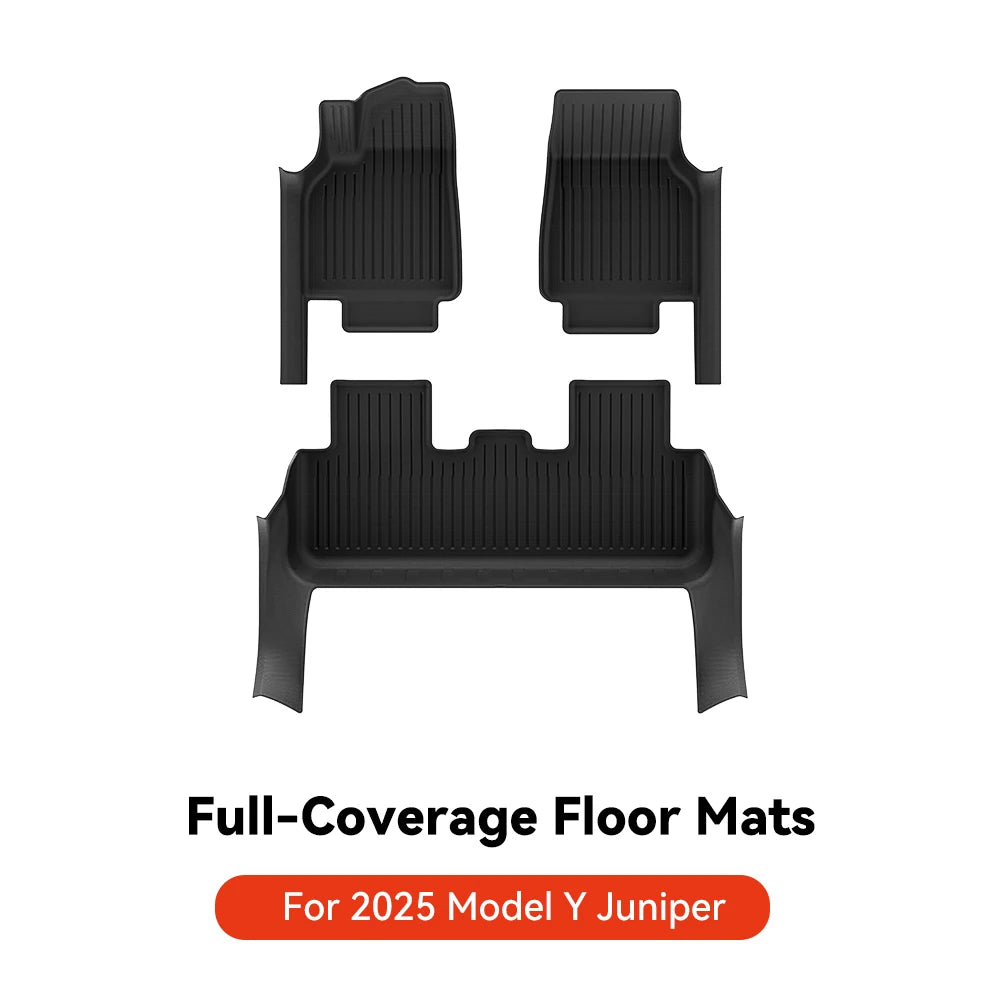 YZ for Tesla Model Y Juniper 2025 Floor Mats with Door Sill Protection Strips All-weather Floor Liner Cargo Mat Trunk Backrest