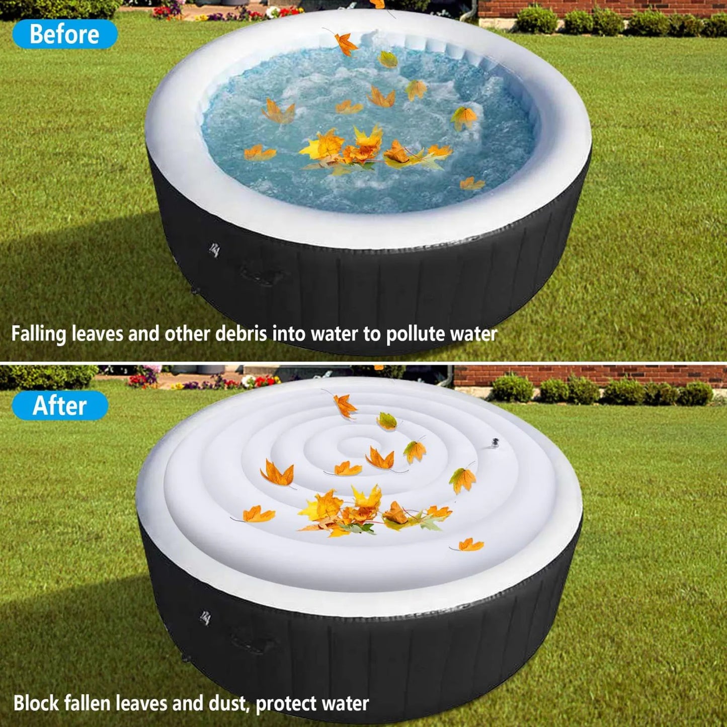4.5 Ft Inflatable Hot Tub Cover Foldable Energy Saving Lid for Round Outdoor Inflatable Hot Tubs