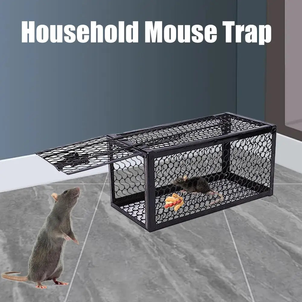 Self-locking Trap Catcher Mouse Rat Bait Mice Live Box Mice Trap Cage Reusable Catch Rat Implement Trap Rat Cage Iron Cage